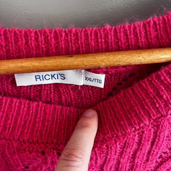 Rickis Plus Size knit sweater hot pink XXL Barbiecore Winter Warm Sweater - Picture 4 of 10